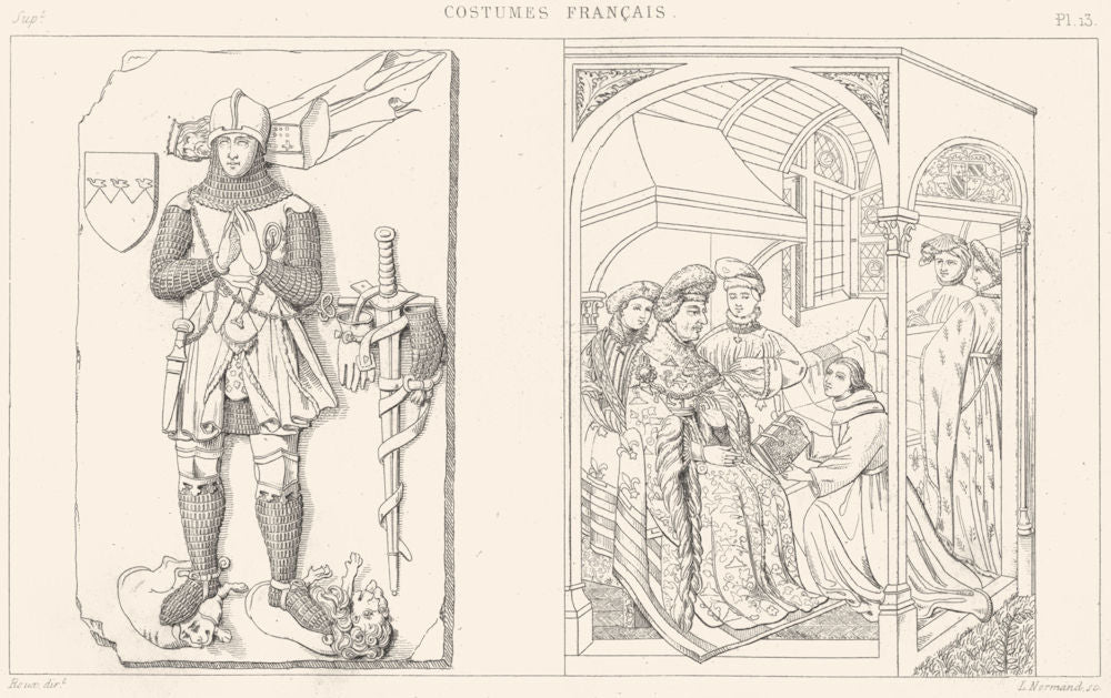 FRANCE. Chevalier Berthold Waldner 14C; duc Bourgogne, Jean sans peur 1409 1875